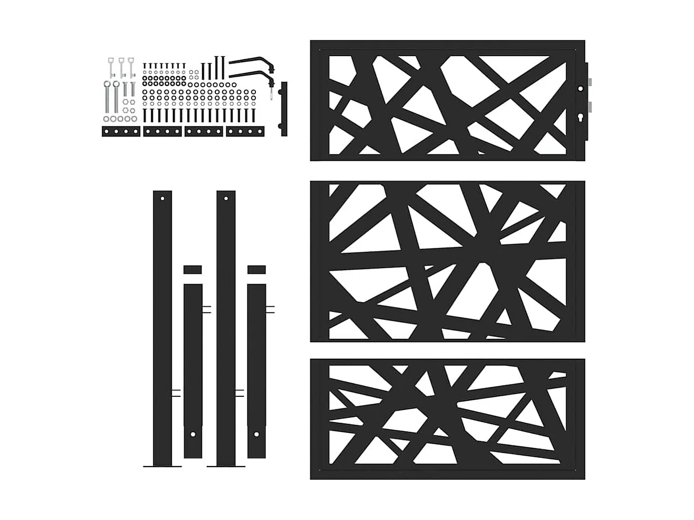 Cancello da giardino nero 105x130 cm design leggero in acciaio
