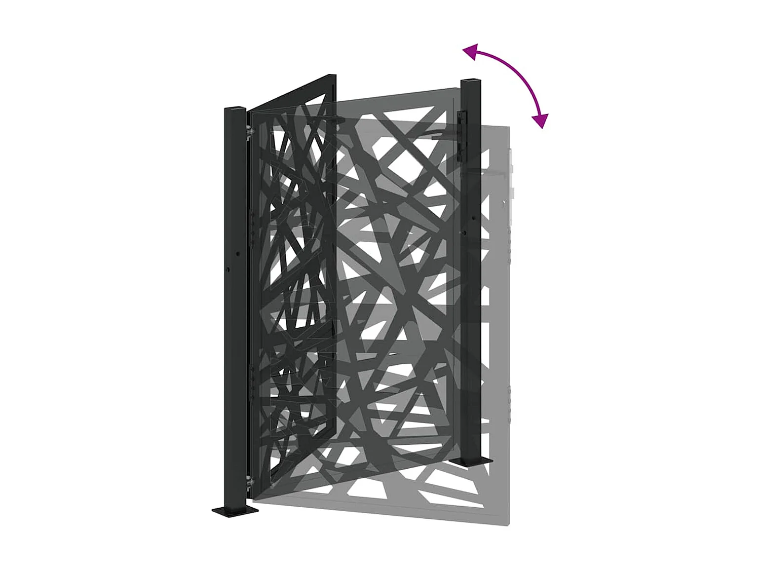 Cancello da giardino nero 105x130 cm design leggero in acciaio