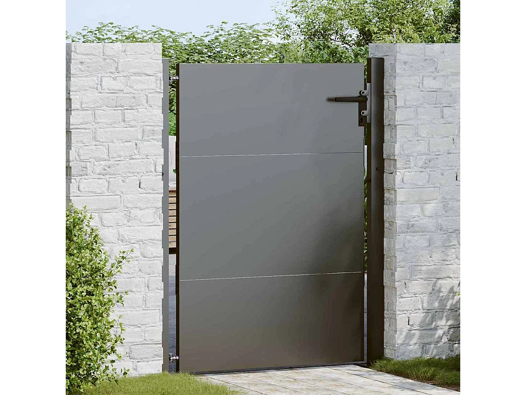 Schwarzes Gartentor 105 x 125 cm, pulverbeschichteter Stahl