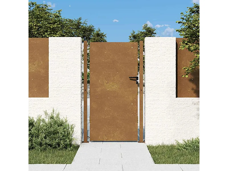 Puerta de jardín de acero corten de 105 x 205 cm.
