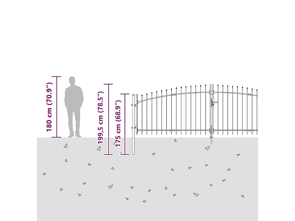 Porte de Jardin avec verrouillage Gris 150 x 400 cm Acier