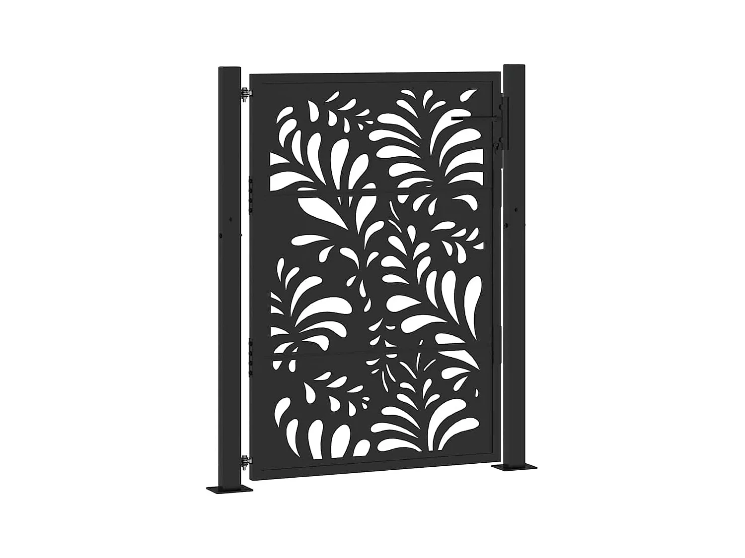 Portail de jardin noir 105x130 cm acier conception de vagues