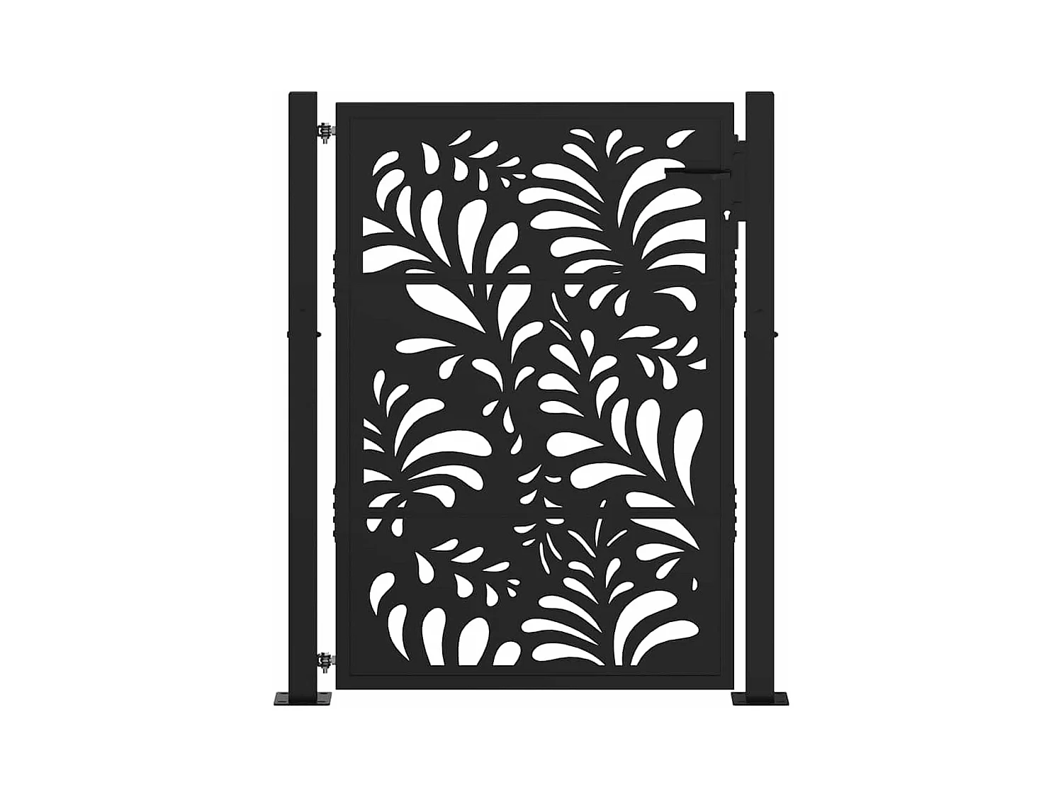 Portail de jardin noir 105x130 cm acier conception de vagues
