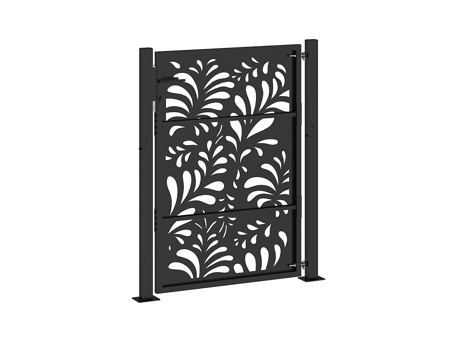 Portail de jardin noir 105x130 cm acier conception de vagues
