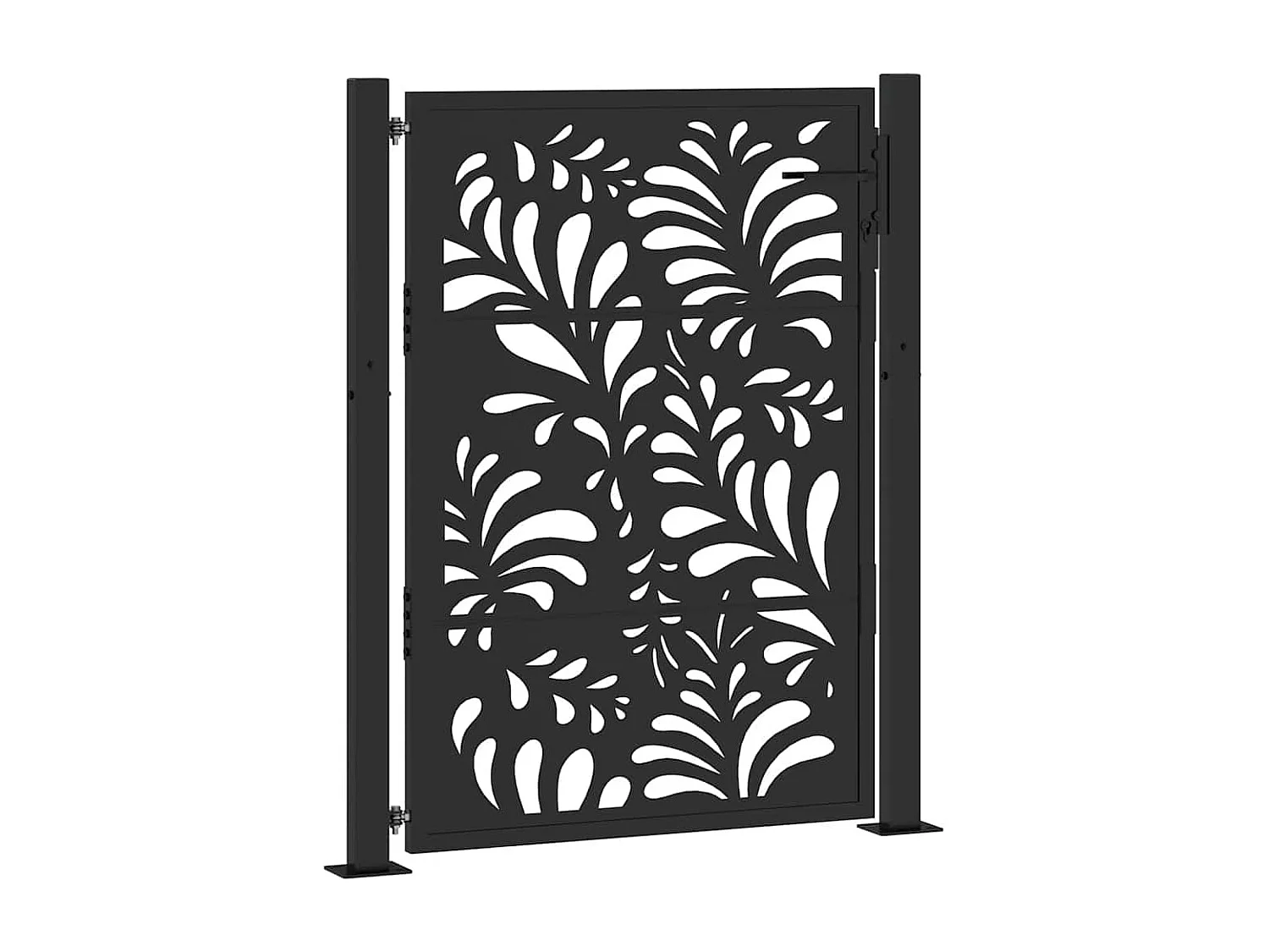 Puerta de jardín negra 105x130 cm diseño ondulado de acero