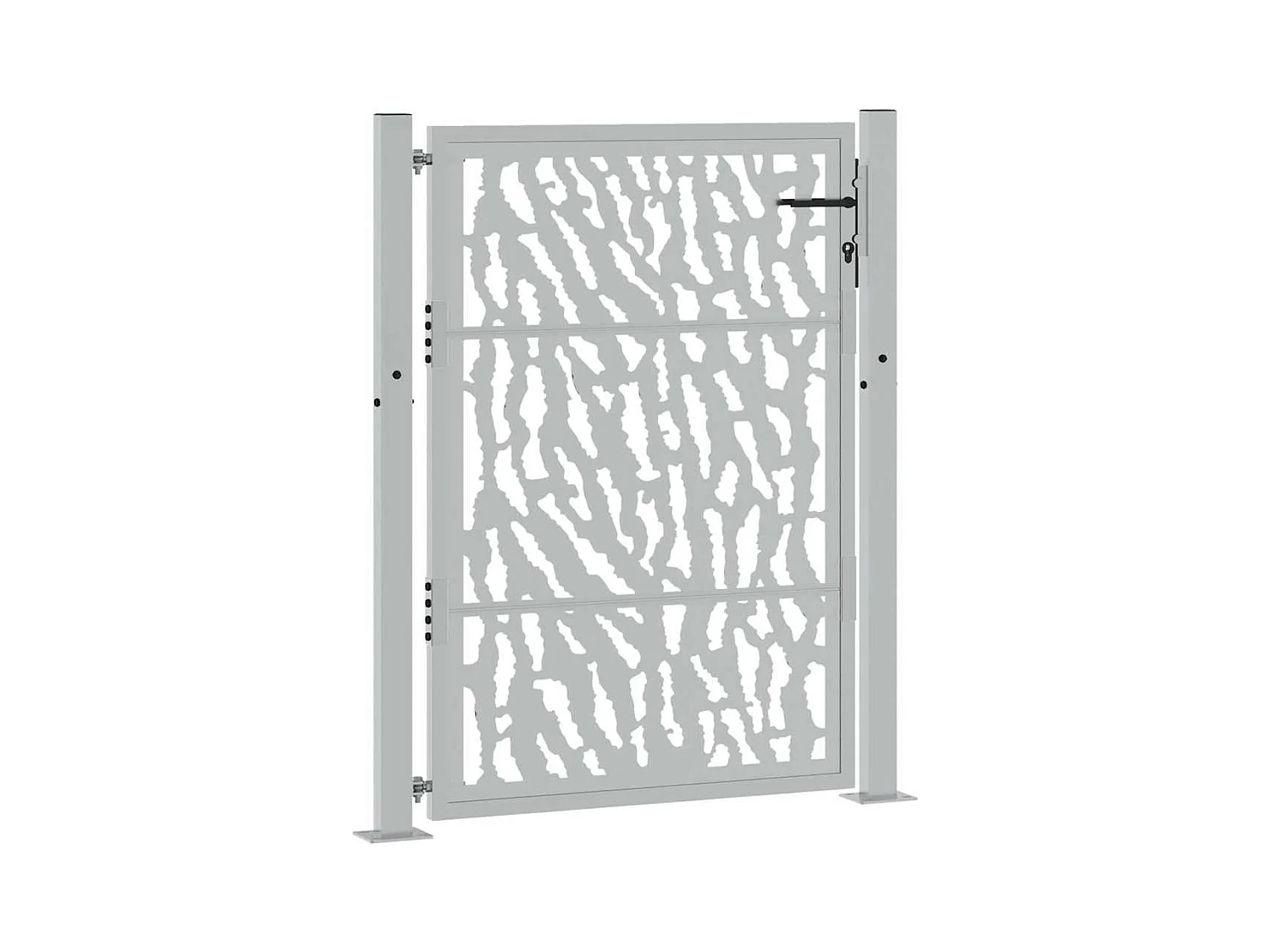 Puerta de jardín de acero resistente a la intemperie con diseño de tracería