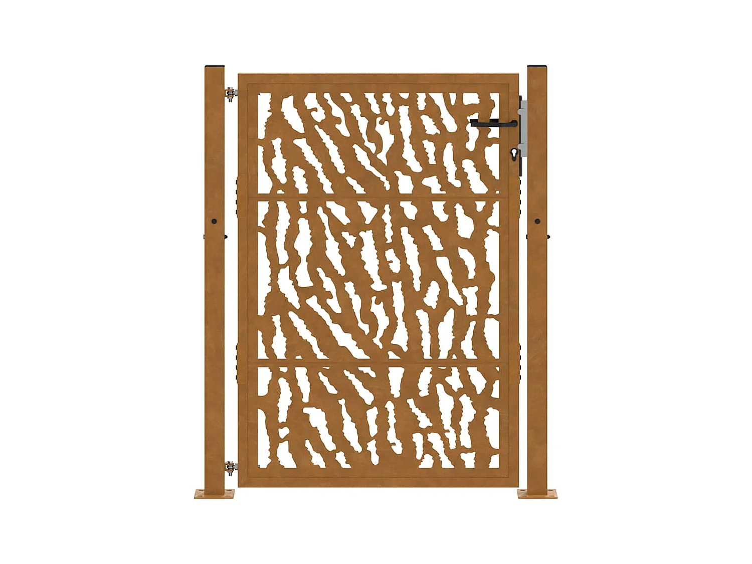 Puerta de jardín de acero resistente a la intemperie con diseño de tracería