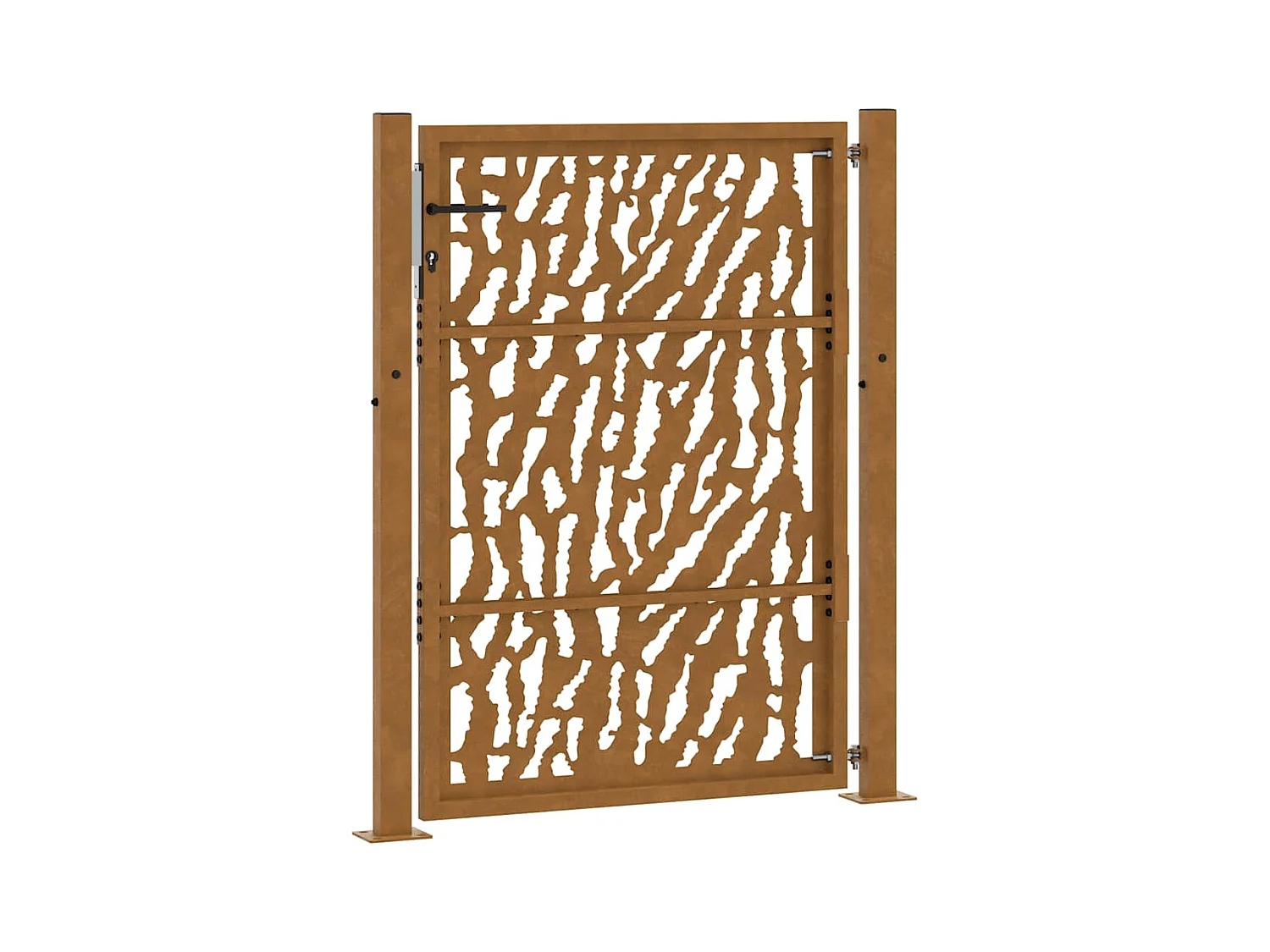 Puerta de jardín de acero resistente a la intemperie con diseño de tracería