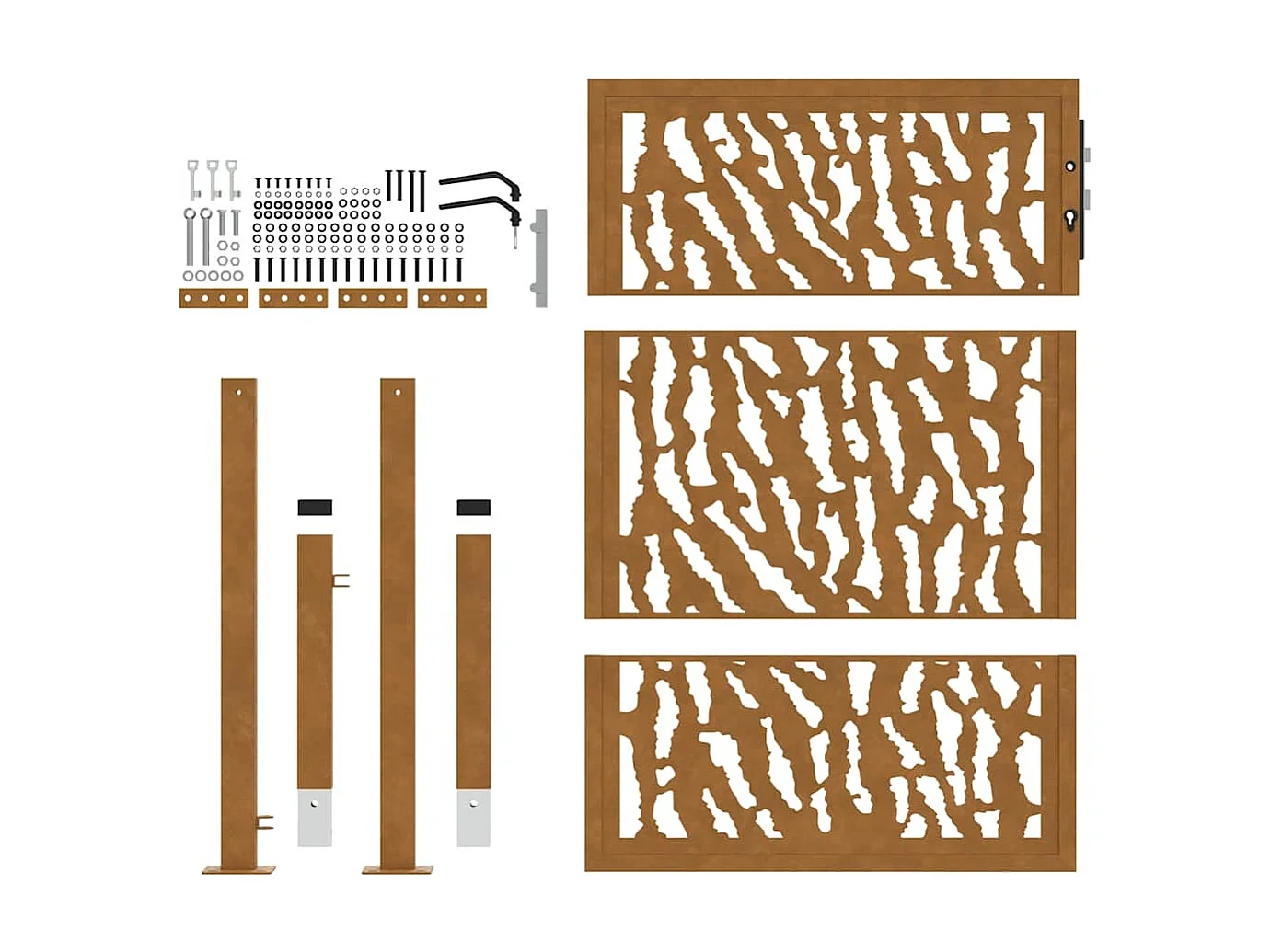 Cancello da giardino in acciaio resistente alle intemperie con motivo traforato