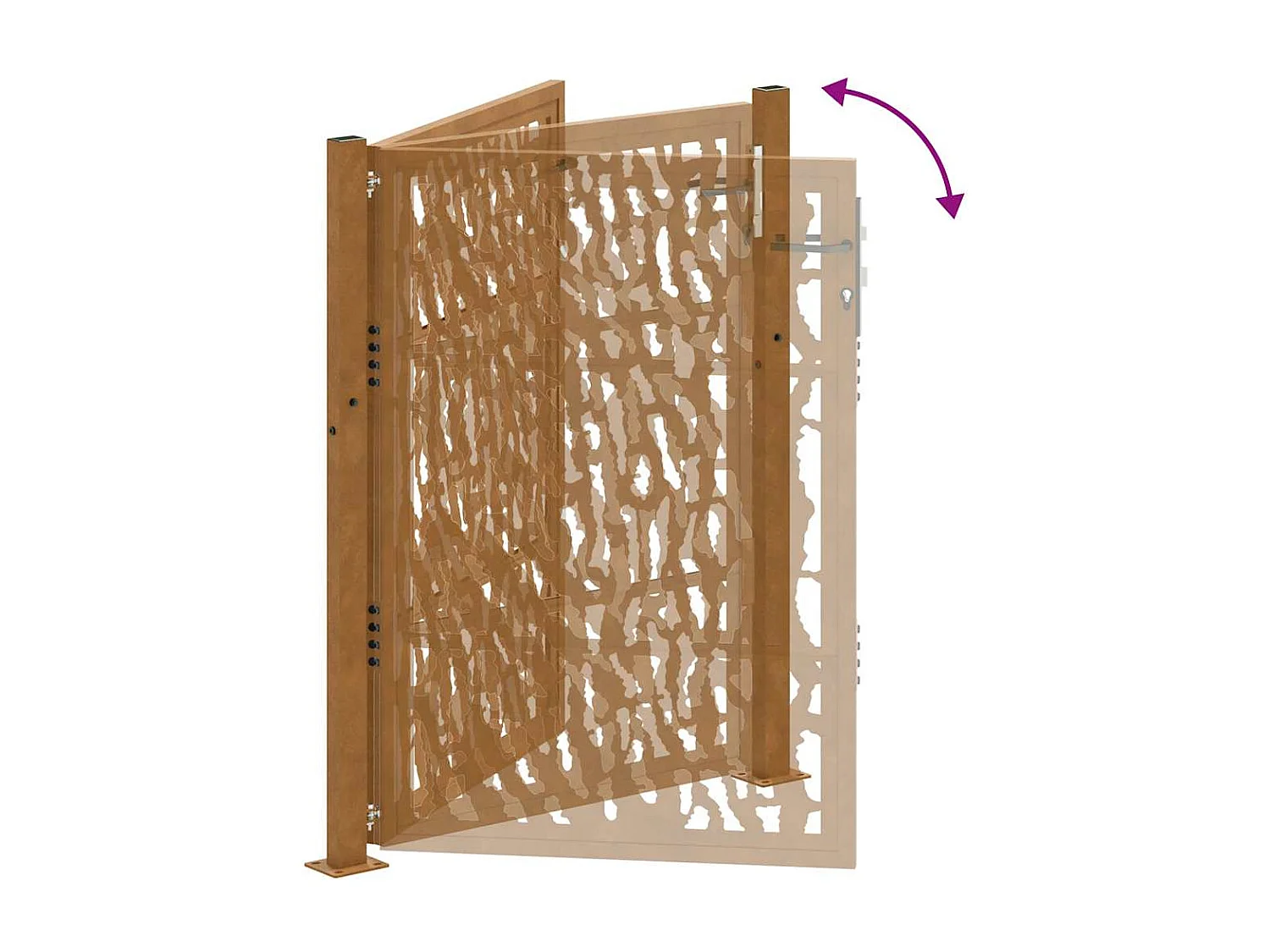 Cancello da giardino in acciaio resistente alle intemperie con motivo traforato