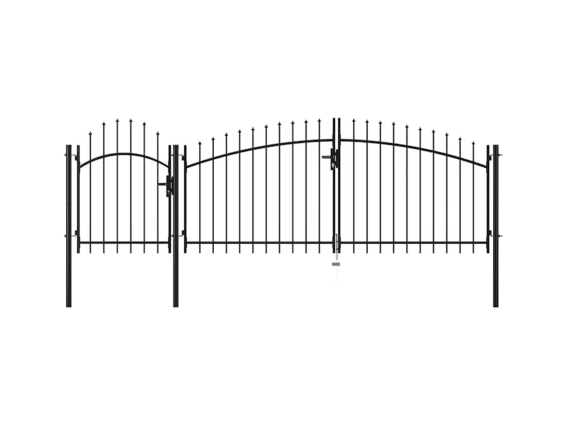 Puerta de jardín de acero 2 x 4 m negra