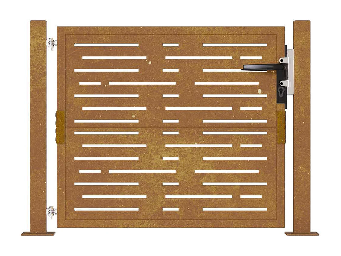 Puerta de jardín 105x80 cm acero corten diseño cuadrado
