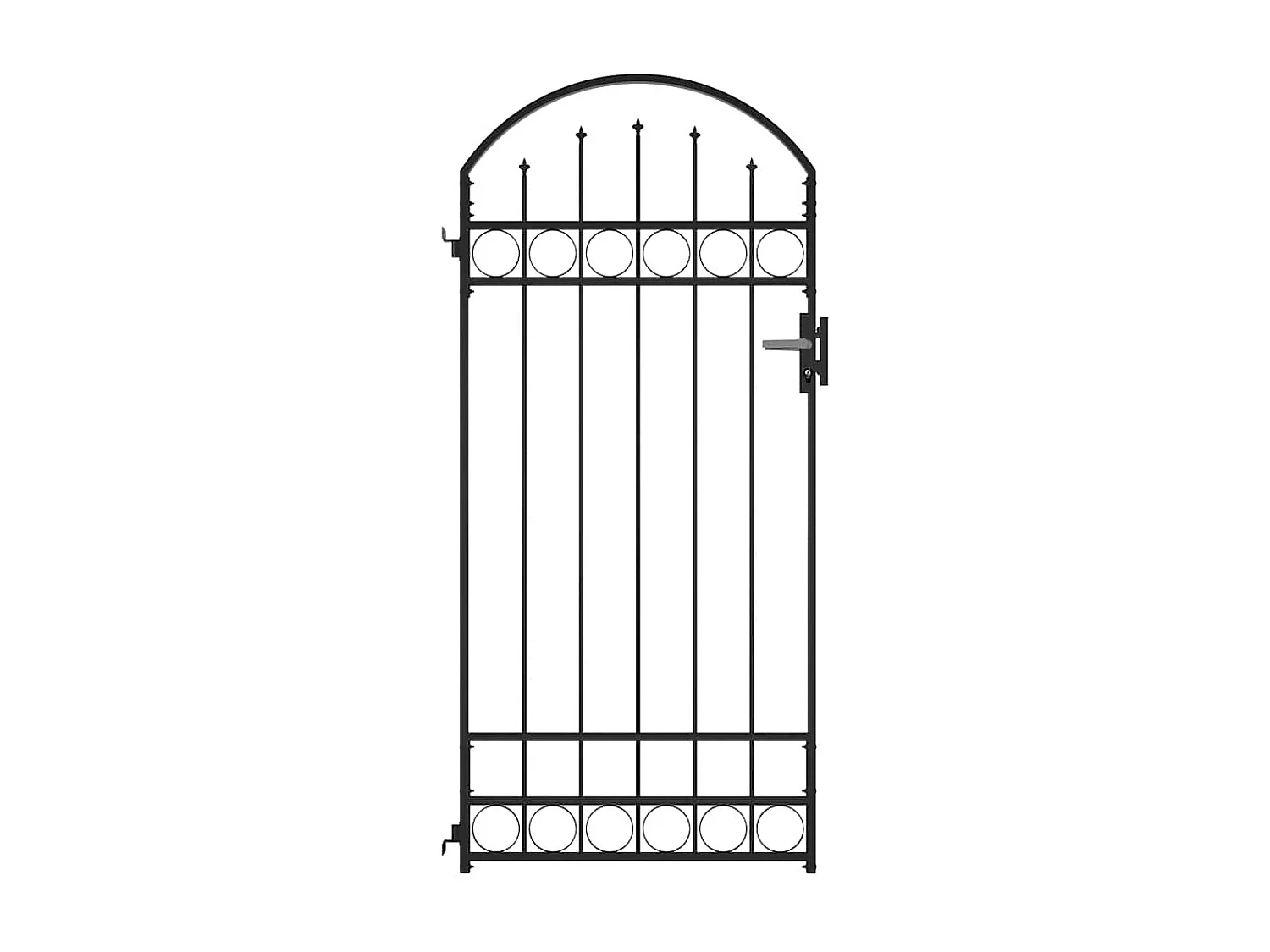 Cancello da giardino con parte superiore arcuata Acciaio 89x200 cm Nero