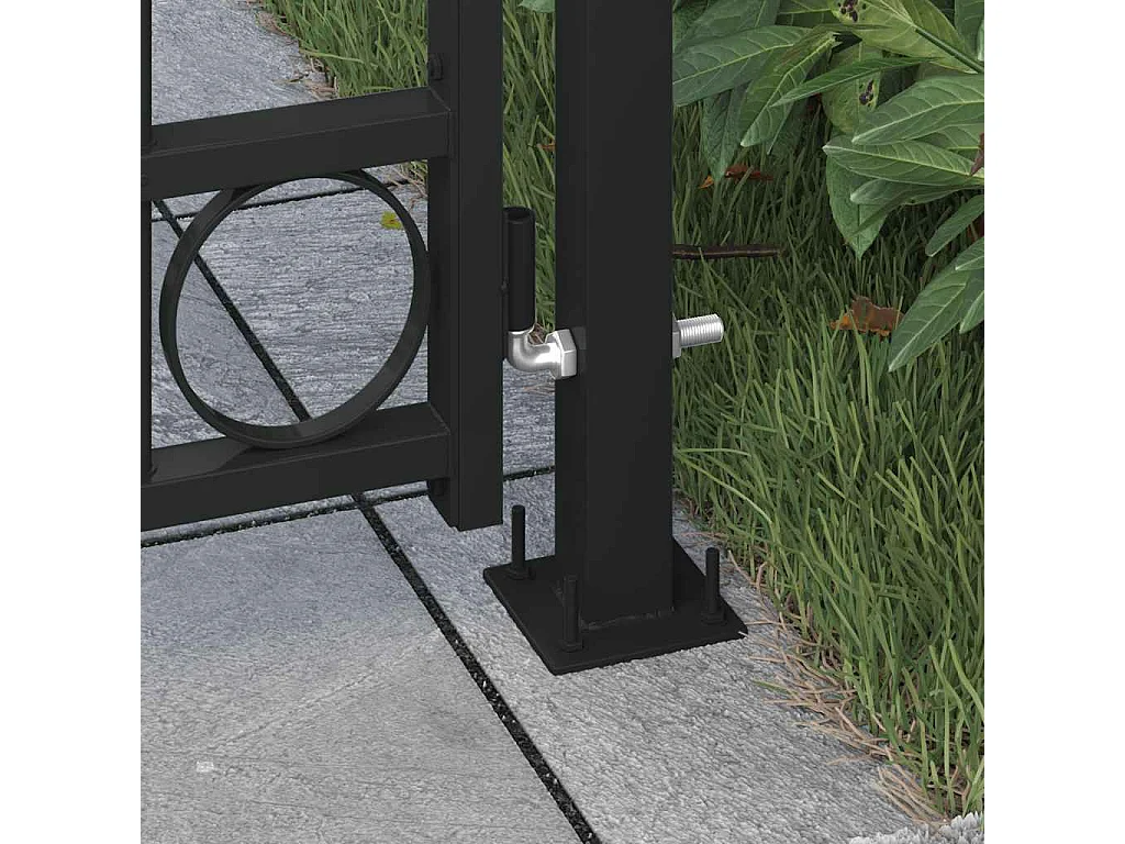 Cancello da giardino con parte superiore arcuata Acciaio 89x200 cm Nero