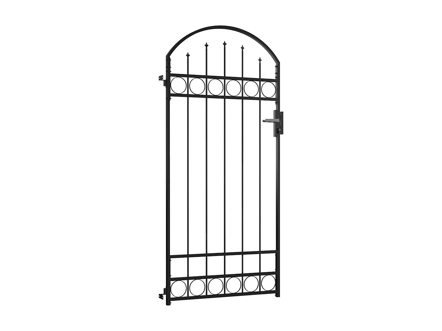 Cancello da giardino con parte superiore arcuata Acciaio 89x200 cm Nero