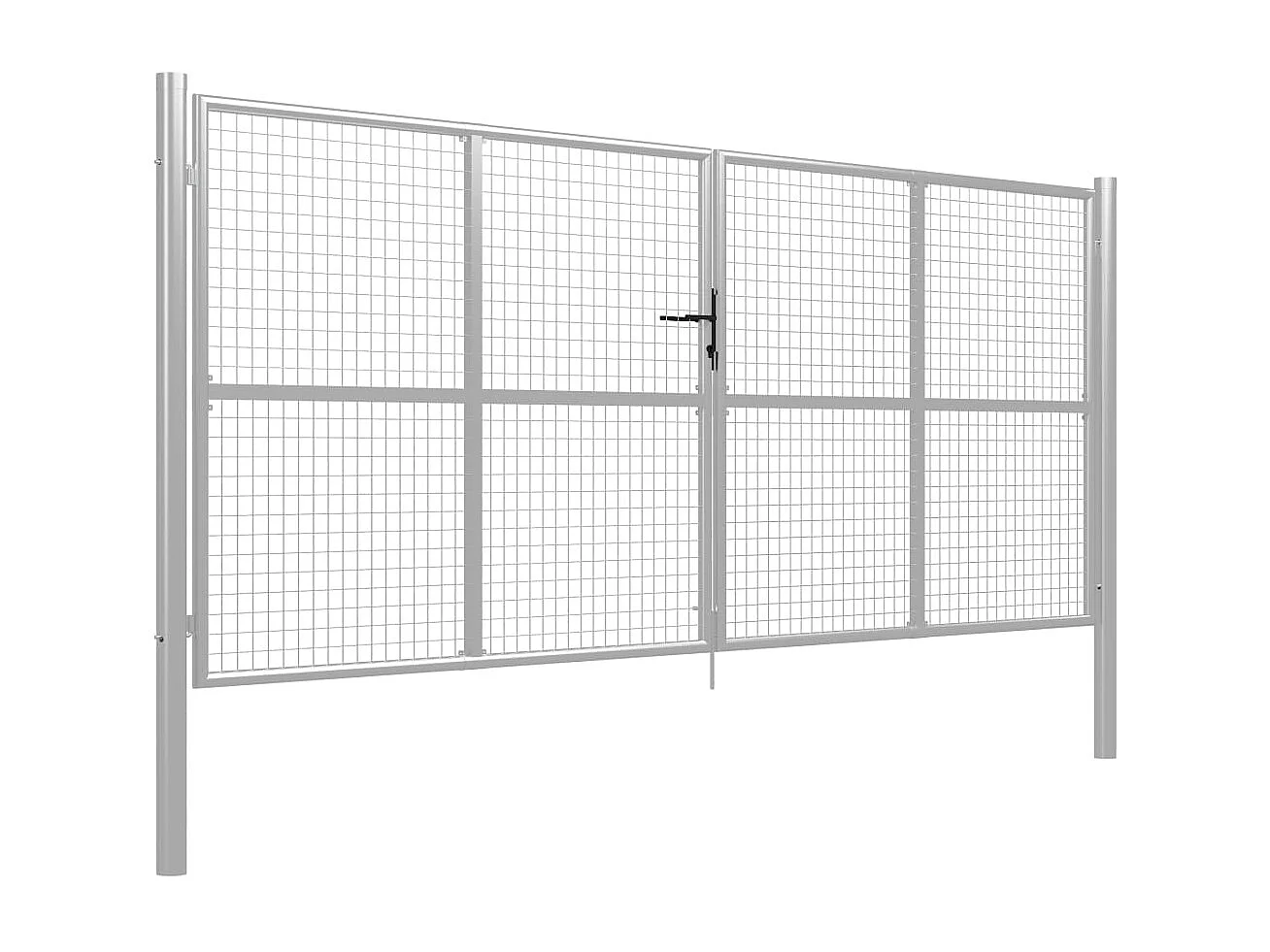 Gartentor aus verzinktem Stahl 415 x 150 cm Silber