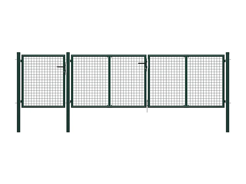 Puerta de jardín de acero 400 x 75 cm Verde