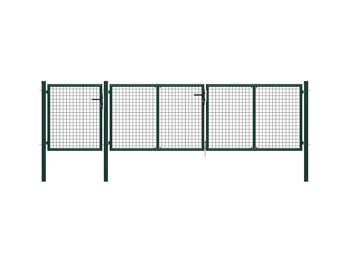 Puerta de jardín de acero 400 x 75 cm Verde