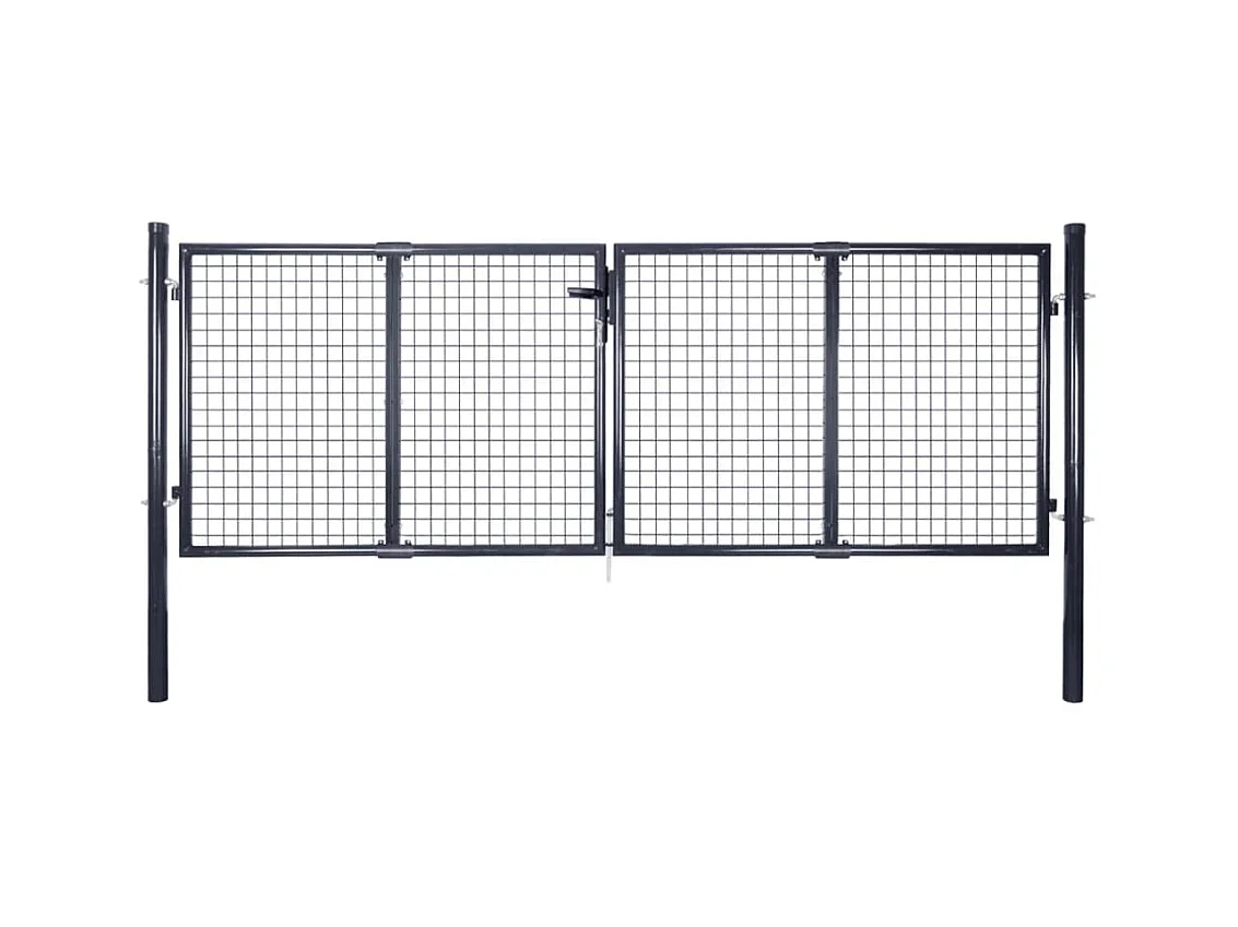 Cancello da giardino in rete di acciaio zincato 306 x 100 cm grigio