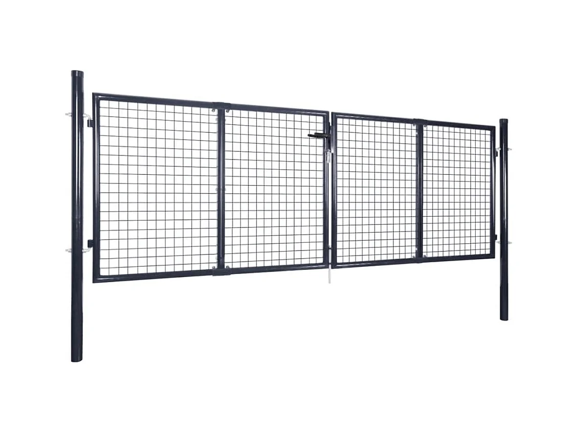 Cancello da giardino in rete di acciaio zincato 306 x 100 cm grigio