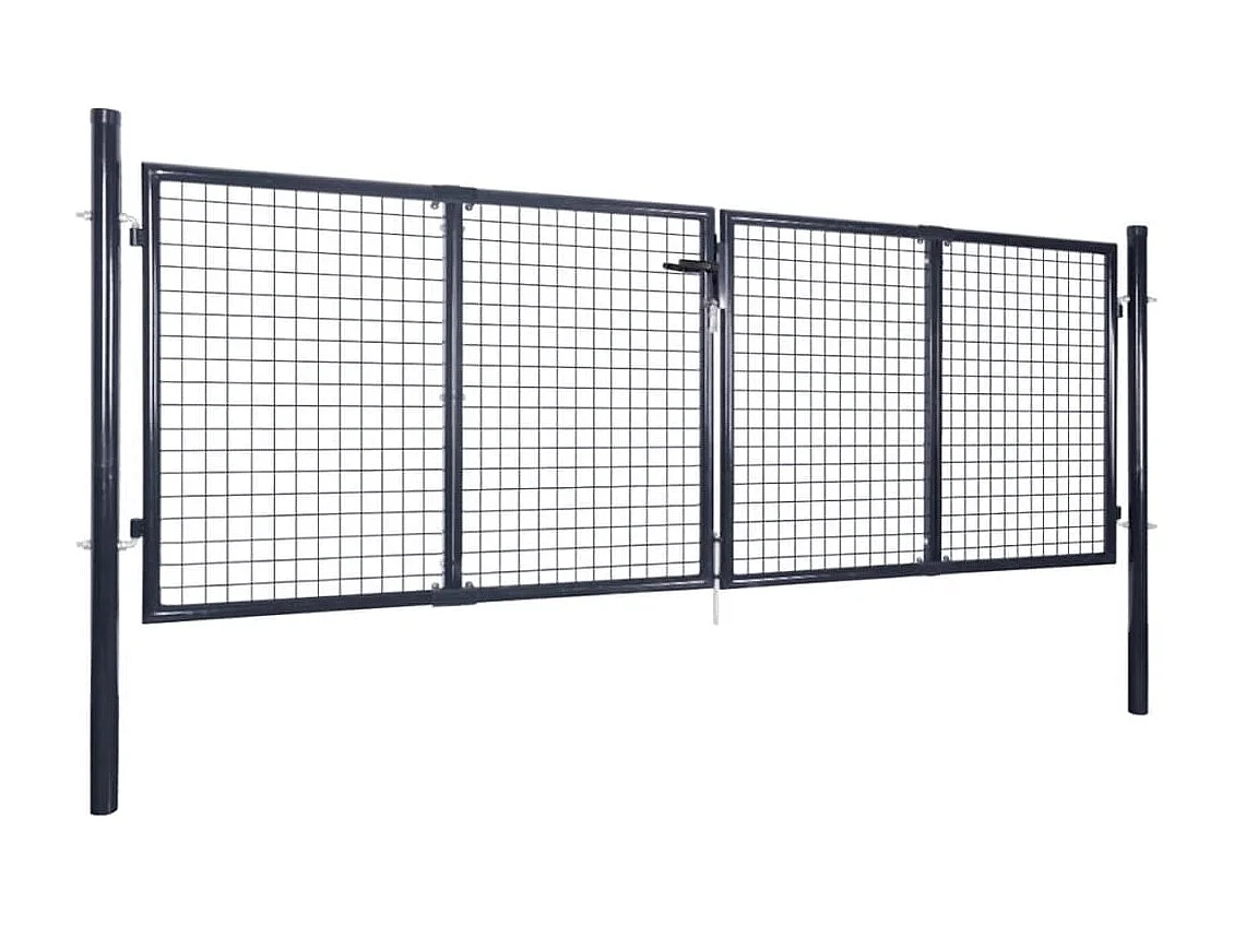 Gegalvaniseerd stalen tuinhek 306 x 100 cm grijs