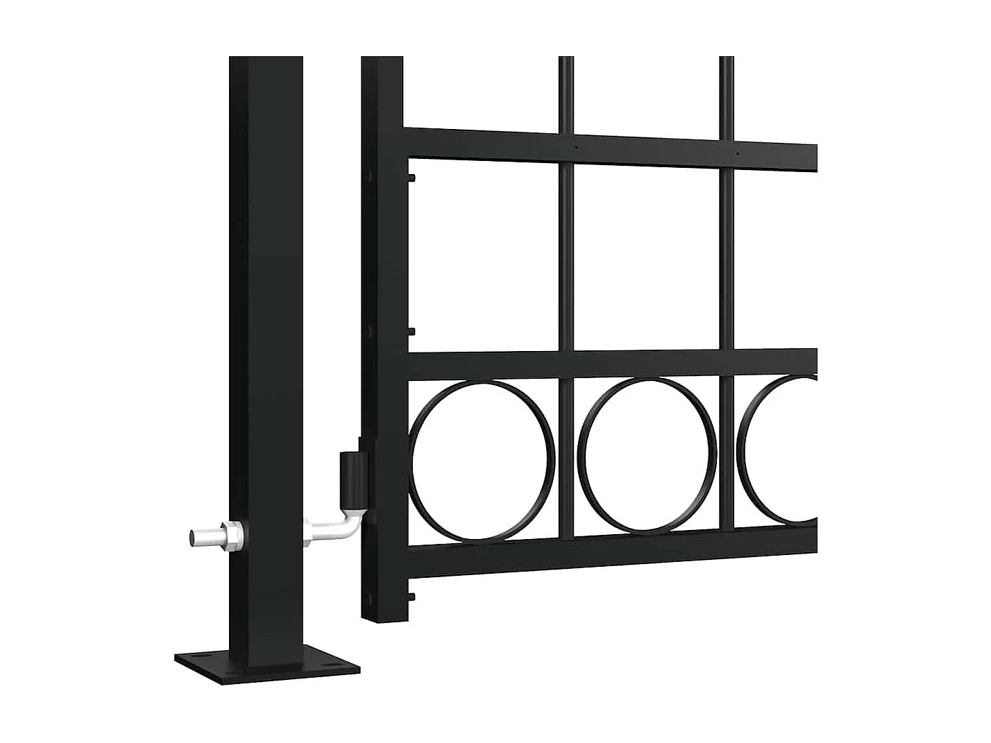 Portail de clôture à dessus arqué et 2 poteaux 105x204 cm Noir