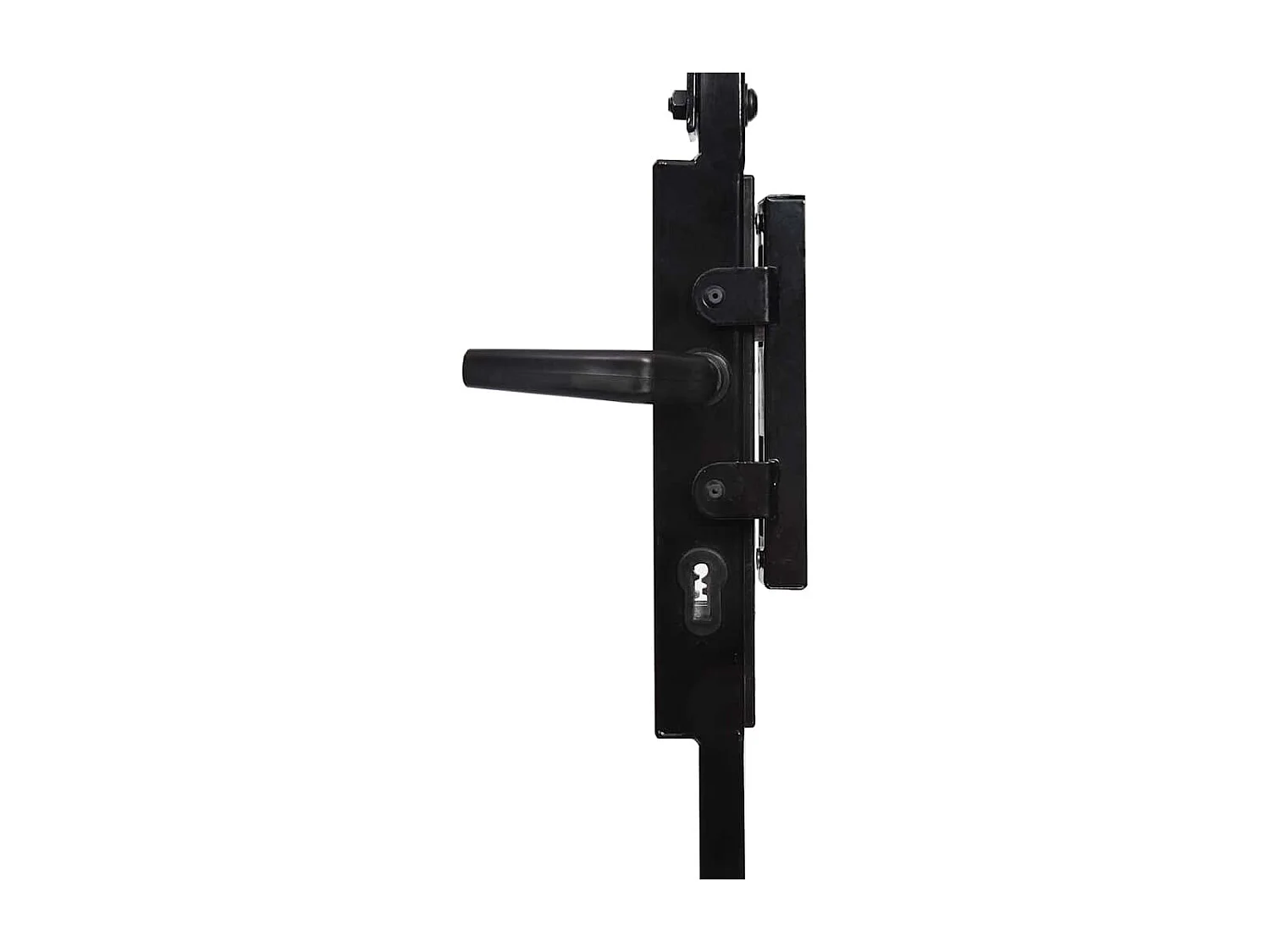 Portail de clôture à dessus arqué et 2 poteaux 105x204 cm Noir