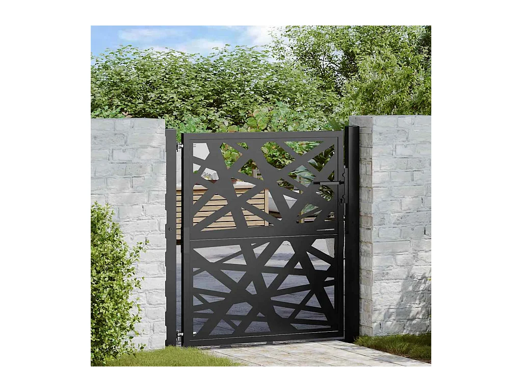 Cancello da giardino nero 105x106 cm design leggero in acciaio