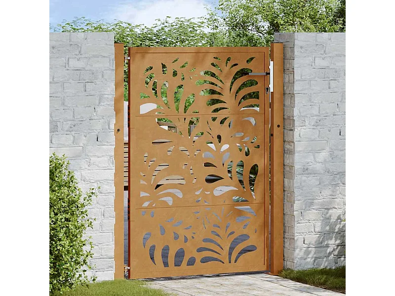 Puerta de jardín de acero resistente a la intemperie con diseño ondulado