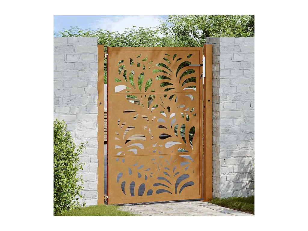 Puerta de jardín de acero resistente a la intemperie con diseño ondulado