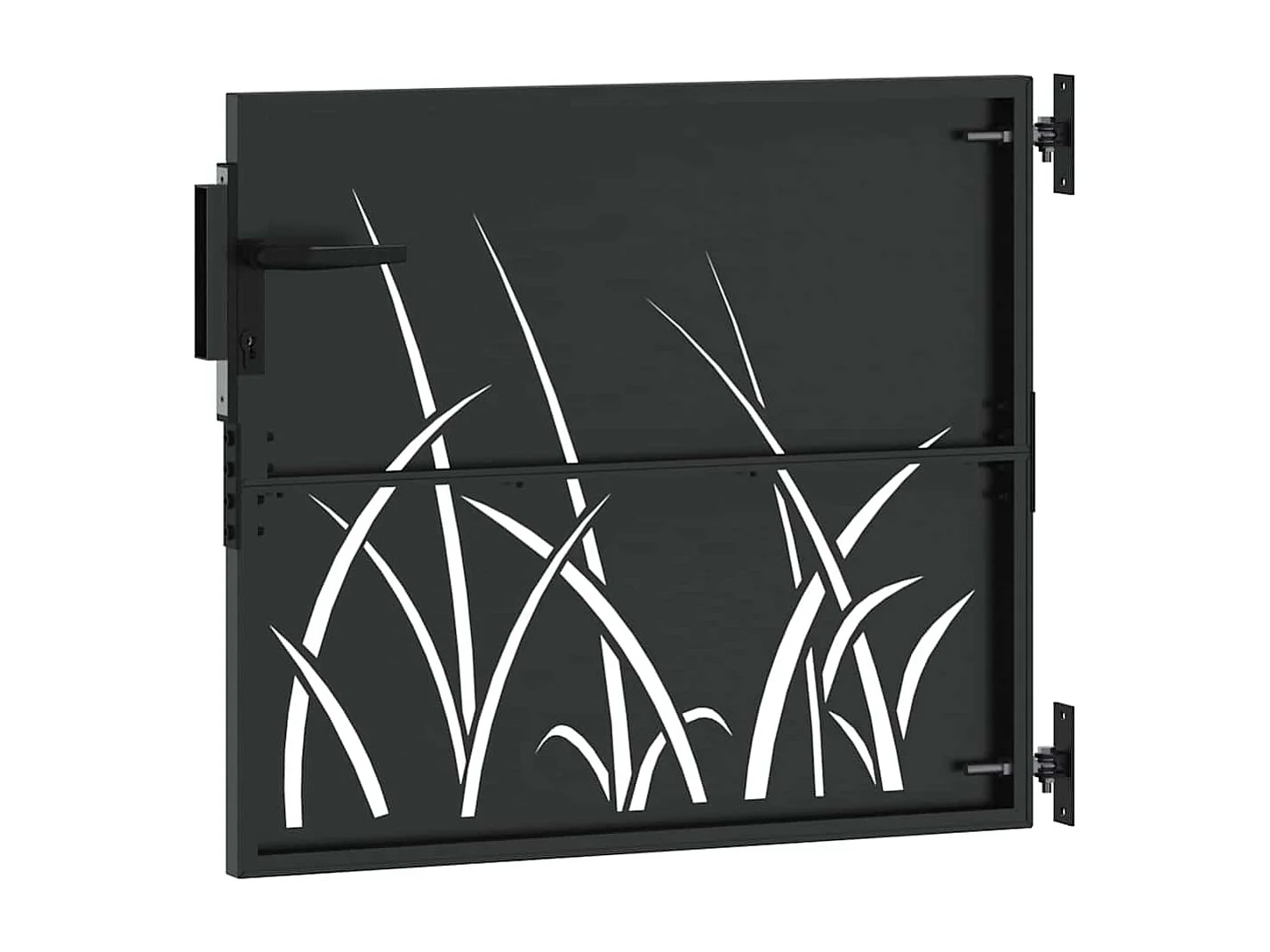 Puerta de jardín negra de 105 x 100 cm de acero con recubrimiento en polvo