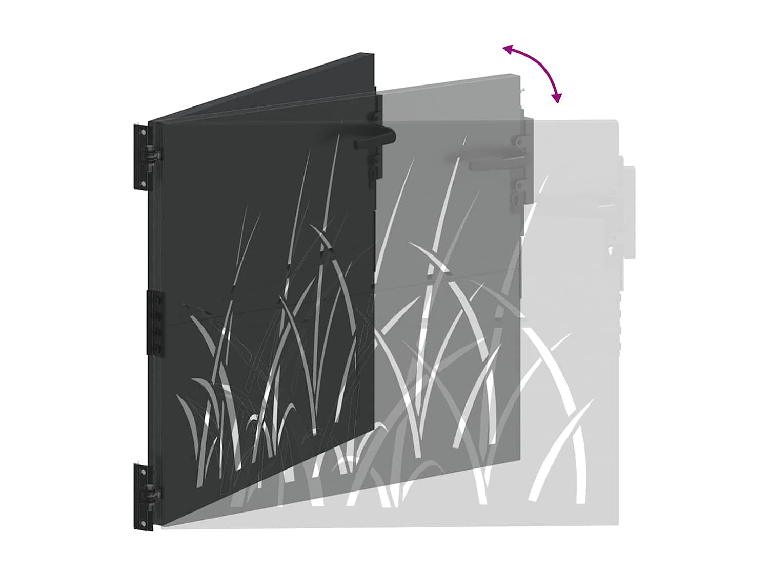 Puerta de jardín negra de 105 x 100 cm de acero con recubrimiento en polvo