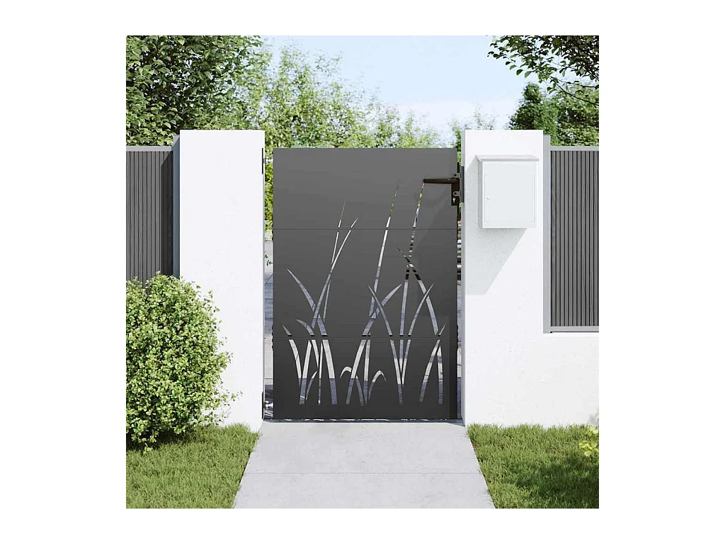 Schwarzes Gartentor 105 x 125 cm, pulverbeschichteter Stahl