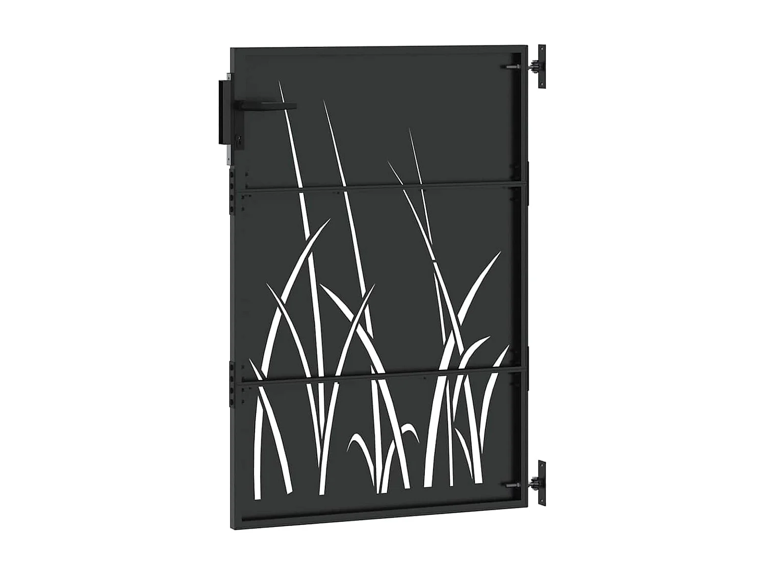 Puerta de jardín negra de acero con recubrimiento en polvo de 105 x 125 cm