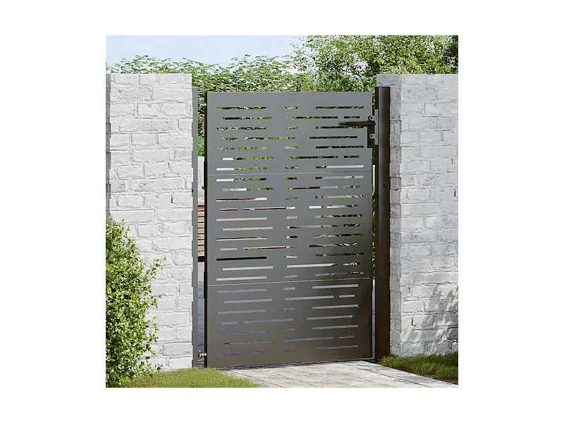Porte de Jardin, Portail de Jardin 105x75 cm Design Carré en Acier Corten