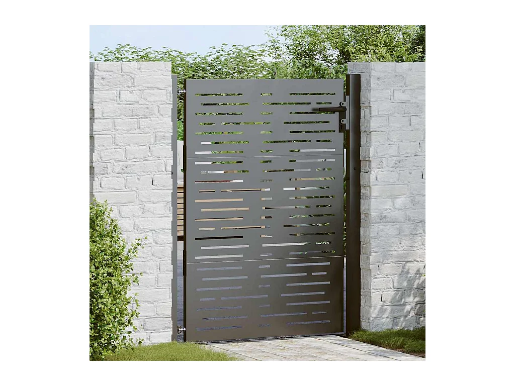 Porte de Jardin, Portail de Jardin 105x75 cm Design Carré en Acier Corten