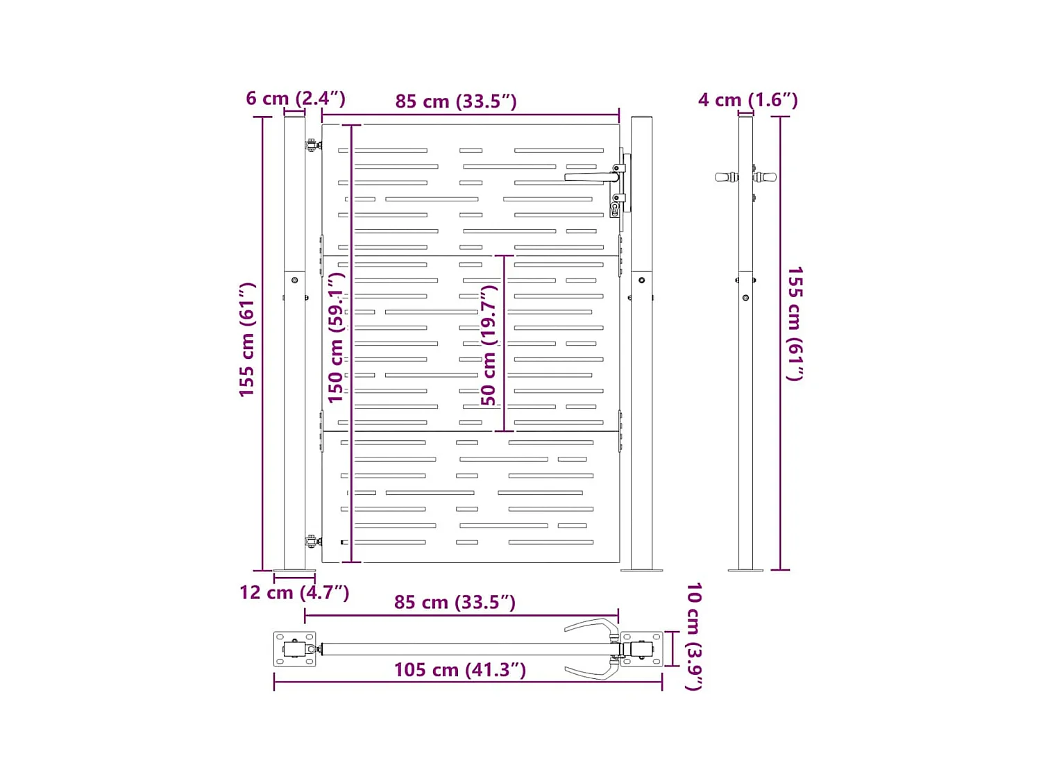 Tuinpoort, Tuinpoort 105x75 cm Vierkant Design in Cortenstaal