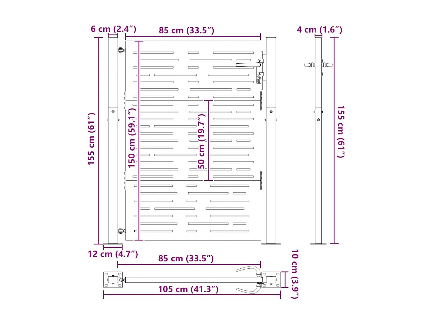 Porte de Jardin, Portail de Jardin 105x75 cm Design Carré en Acier Corten