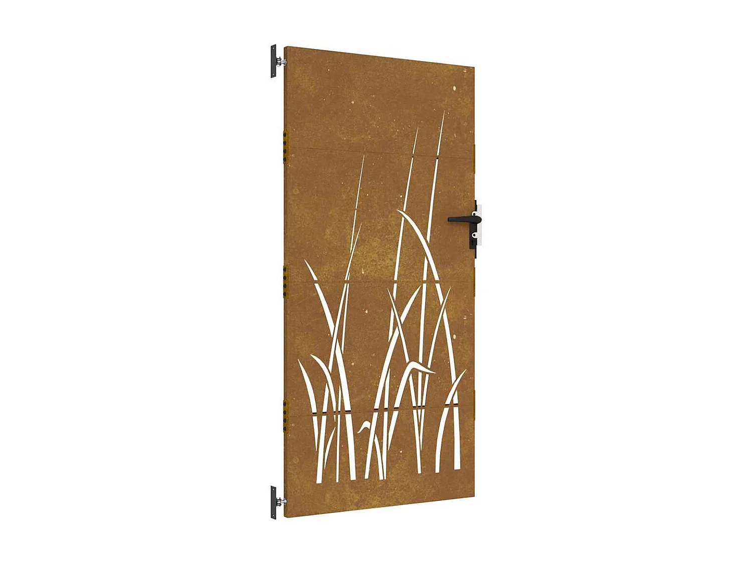Puerta de jardín 85x200 cm de acero corten con diseño de césped.