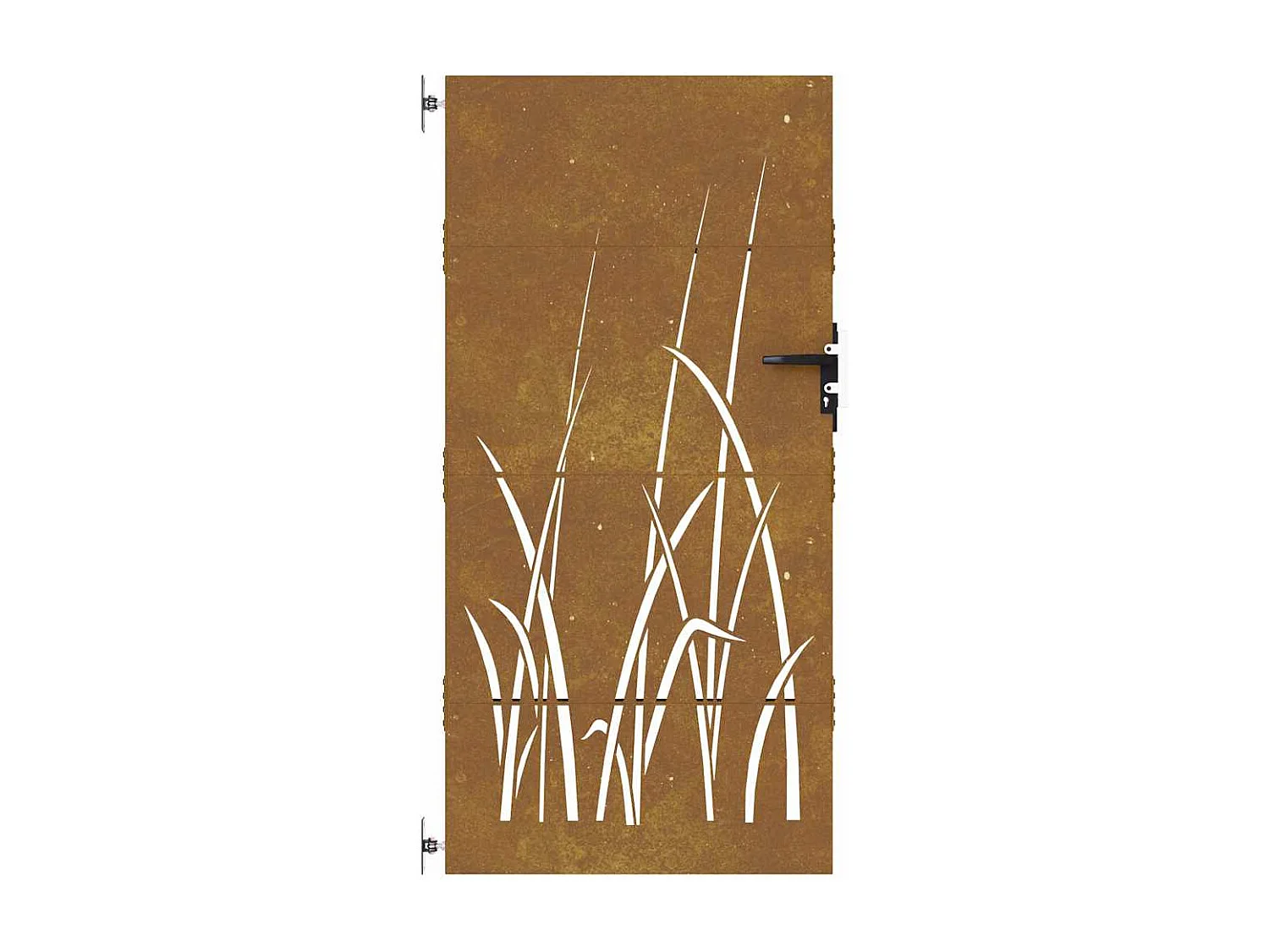 Puerta de jardín 85x200 cm de acero corten con diseño de césped.