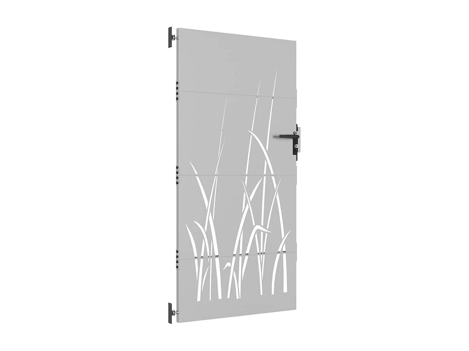 Puerta de jardín 85x200 cm de acero corten con diseño de césped.
