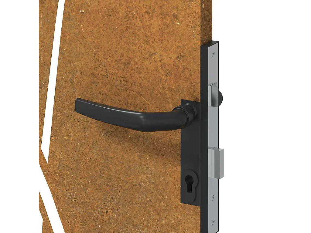 Puerta de jardín 85x200 cm de acero corten con diseño de césped.