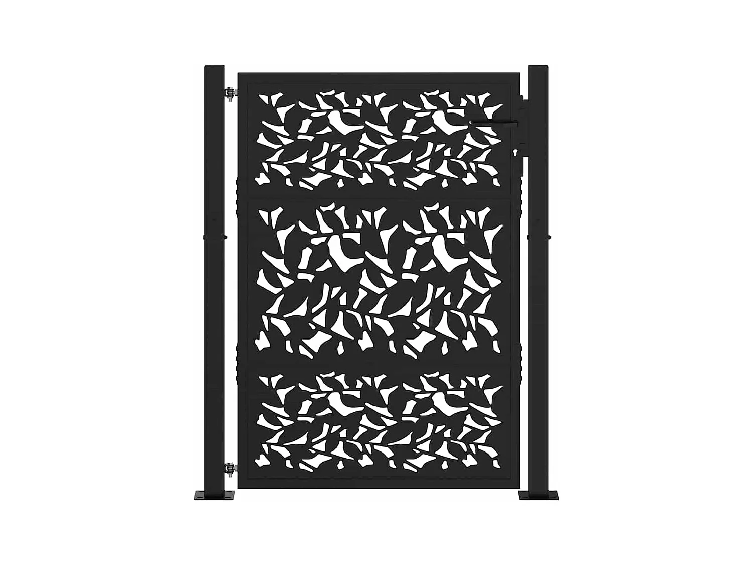 Zwarte tuinpoort 105x130 cm stalen vleugeldesign