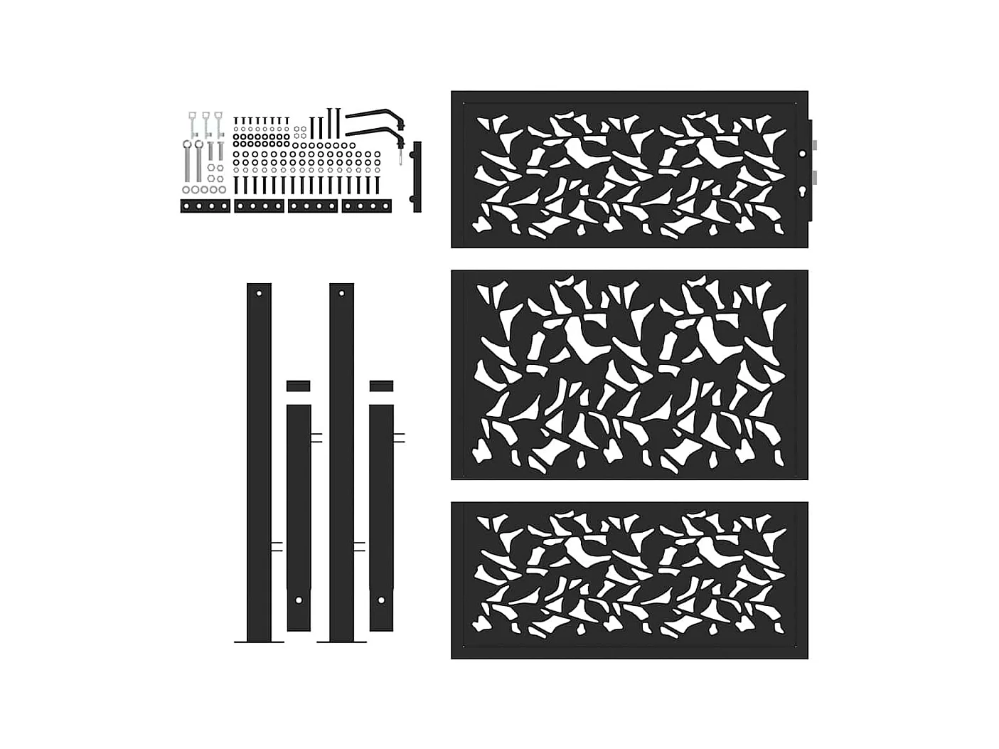 Zwarte tuinpoort 105x130 cm stalen vleugeldesign