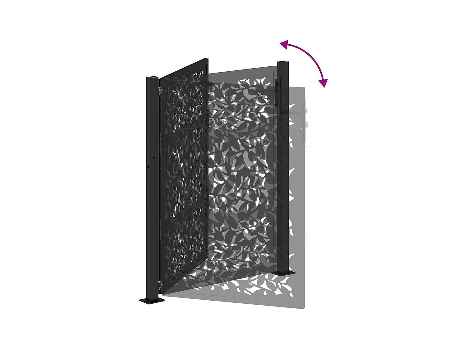 Zwarte tuinpoort 105x130 cm stalen vleugeldesign