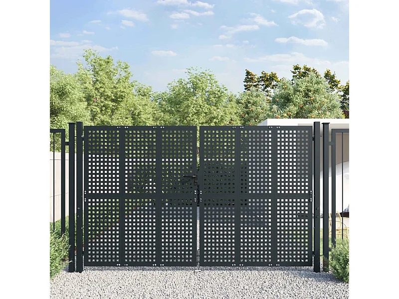 Portail de jardin anthracite 300x175 cm acier
