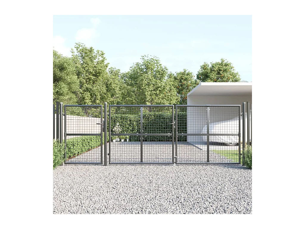 Portal de jardin maille anthracite 400x175 cm acier galvanisé