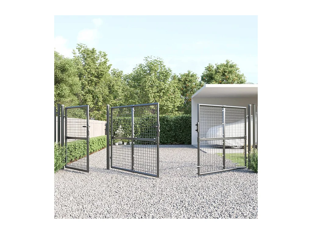 Portal de jardin maille anthracite 400x175 cm acier galvanisé