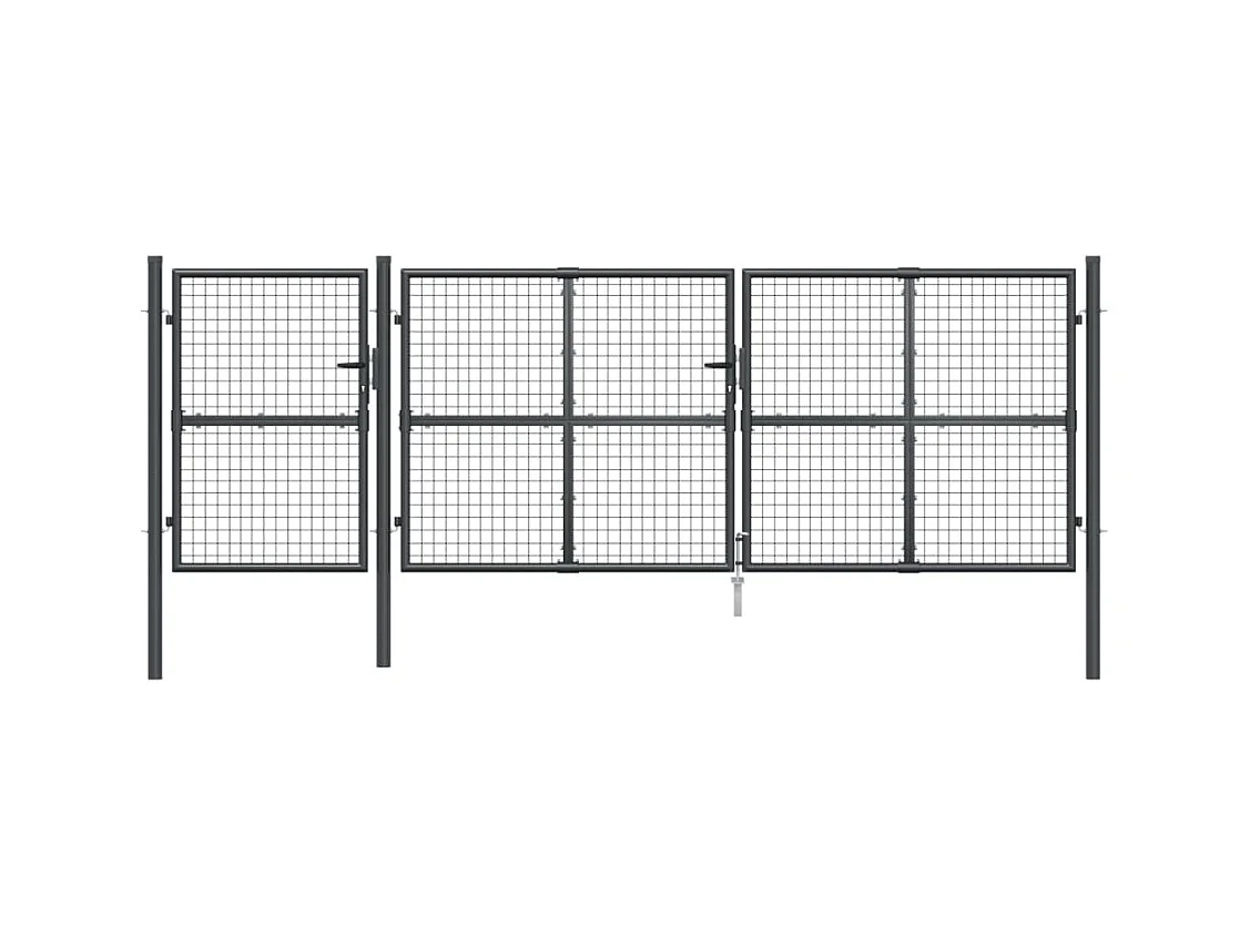 Portal de jardin maille anthracite 400x175 cm acier galvanisé