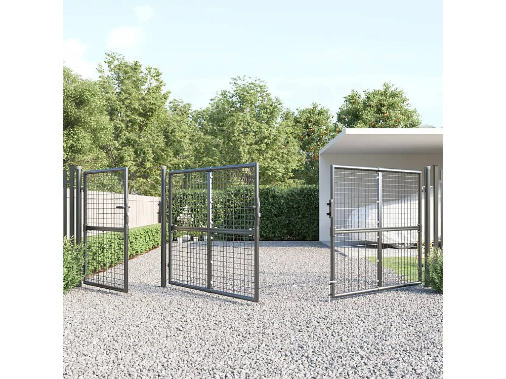 Portal de jardin maille anthracite 400x175 cm acier galvanisé